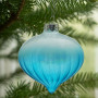 Christabelle Box of 6 Teal Ombre Glass Onion Baubles with Spiral Stripes thumbnail 6