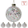 Christabelle Clear Glass Baubles 6Pcs with Colourful Sequins Balls Christmas Tree Decoration Ornament thumbnail 5