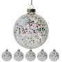 Christabelle Clear Glass Baubles 6Pcs with Colourful Sequins Balls Christmas Tree Decoration Ornament thumbnail 1