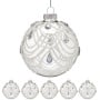 Christabelle Clear Glass Baubles 6Pcs with White Swirls & Teardrop Gems Balls Christmas Tree Decoration Ornament thumbnail 3