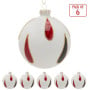 Christabelle White Glass Baubles 6Pcs with Red & Black Teardrops Balls Christmas Tree Decoration Ornament thumbnail 2