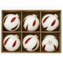 Christabelle White Glass Baubles 6Pcs with Red & Black Teardrops Balls Christmas Tree Decoration Ornament thumbnail 3