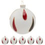 Christabelle White Glass Baubles 6Pcs with Red & Black Teardrops Balls Christmas Tree Decoration Ornament thumbnail 7