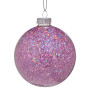 Christabelle Box of 6 Purple Glass Baubles with Glittered Surface thumbnail 1
