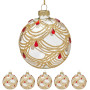Christabelle Box of 6 Clear Glass Baubles with Gold Swirls and Jewels thumbnail 4