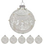 Christabelle Box of 6 Clear Glass Baubles with Glitter Swirls and Pearls thumbnail 4