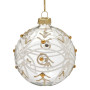 Christabelle Box of 6 Clear Glass Baubles with Glitter Swirls and Gold Pearls thumbnail 1
