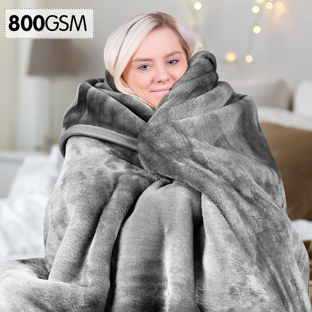 800GSM Heavy DoubleSided Faux Mink Blanket Silver Bedroom Living