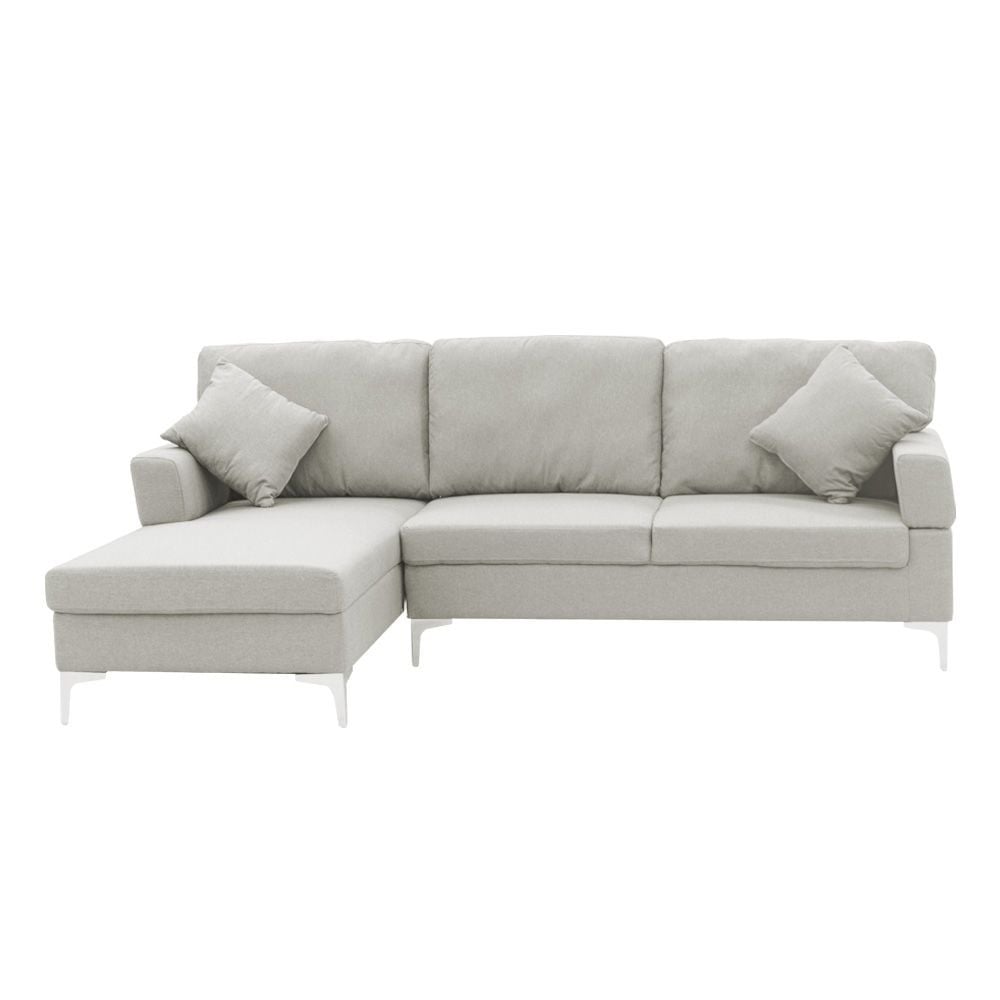 Linen Corner Sofa Couch Lounge Lshape w/ Right Chaise Seat Light Grey