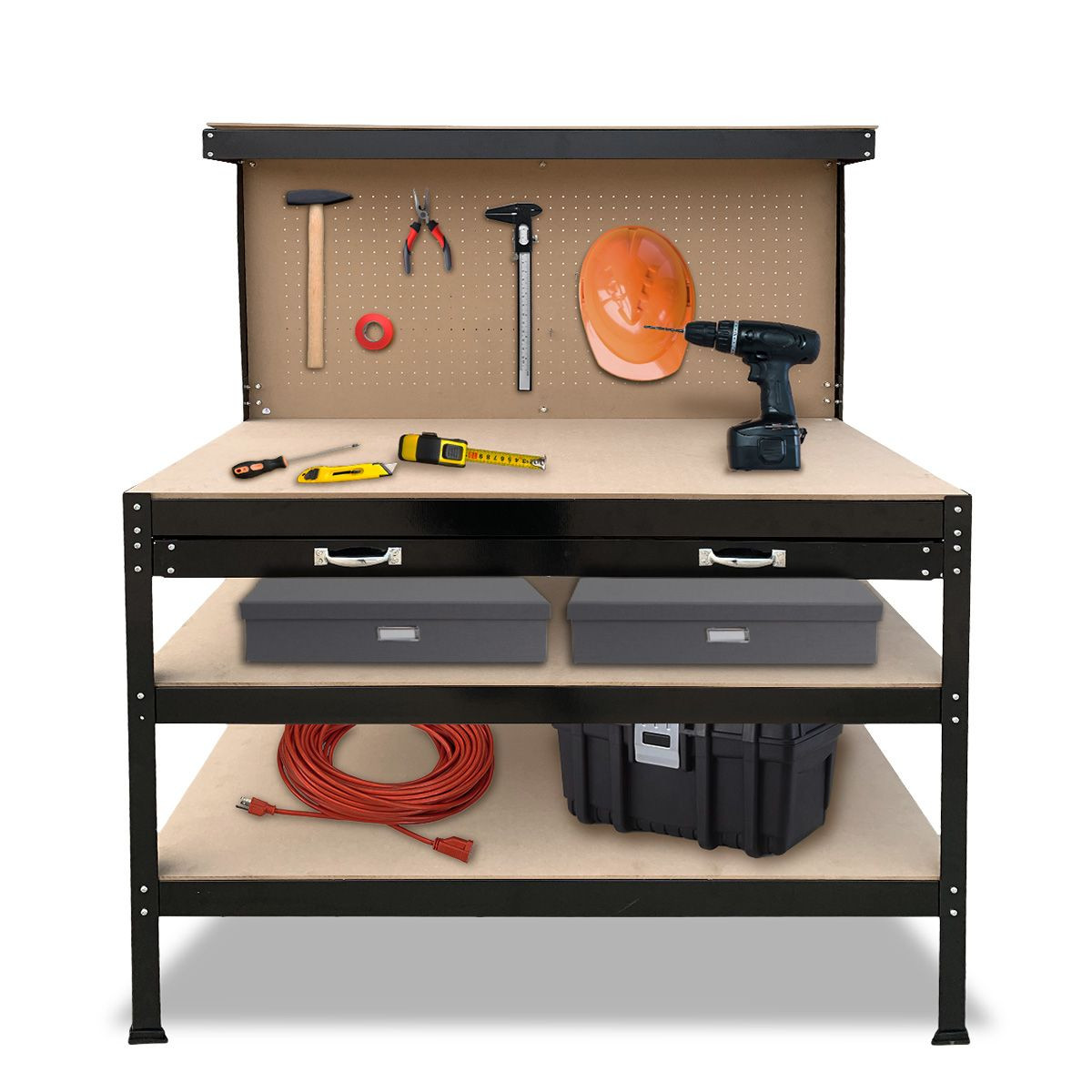3Layered Work Bench Garage Storage Table Tool Shop Shelf