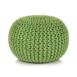 Hand-knitted Pouffe Cotton 50x35 Cm Green