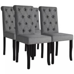 Dining Chairs 4 Pcs Dark Grey Fabric Tufted Button