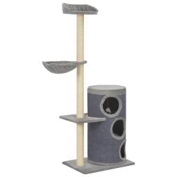 Cat Tree With Sisal Scratching Posts Grey 148 Cm