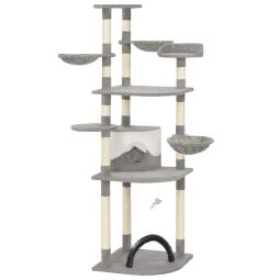 Cat Tree With Sisal Scratching Posts Grey 190 Cm