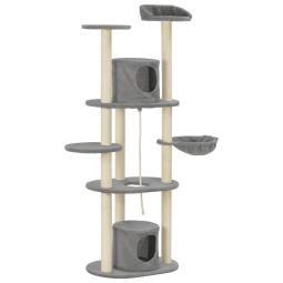 Cat Tree With Sisal Scratching Posts Grey 160 Cm