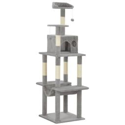 Cat Tree With Sisal Scratching Posts Grey 165 Cm
