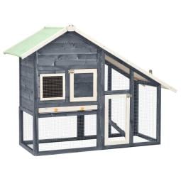 Rabbit Hutch Grey And White 140x63x120 Cm Solid Firwood