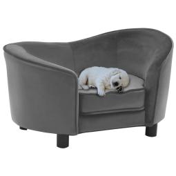 Dog Sofa Grey 69x49x40 Cm Plush And Faux Leather