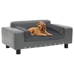 Dog Sofa Grey 81x43x31 Cm Plush And Faux Leather
