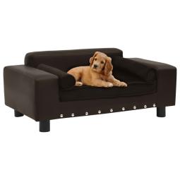 Dog Sofa Brown 81x43x31 Cm Plush And Faux Leather