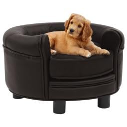 Dog Sofa Brown 48x48x32 Cm Plush And Faux Leather