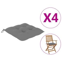 Chair Cushions 4 Pcs Grey 40x40x7 Cm Fabric