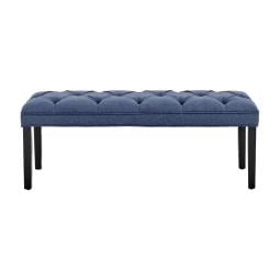 Cate Button-Tufted Upholstered Bench with Tapered Legs by Sarantino - Blue Linen