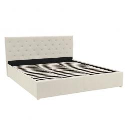 King Fabric Gas Lift Bed Frame with Headboard - Beige