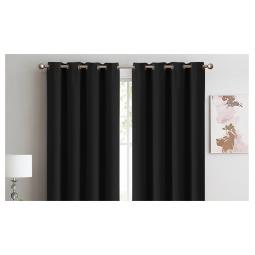 2x 100% Blockout Curtains Panels 3 Layers Eyelet Black 240x230cm