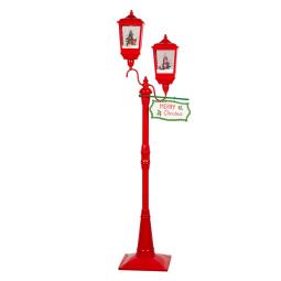 Christmas Lamp Post with Lights Music & Snow - Red 195cm
