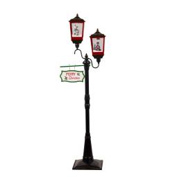 195cm Christmas Lamp Post with Lights Music & Snow- Black