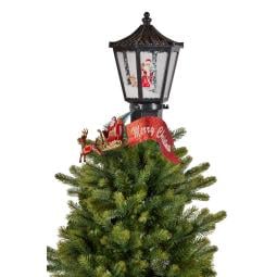 Christmas Tree Topper- Lantern w/ Santa Movement Lights Snow & Music