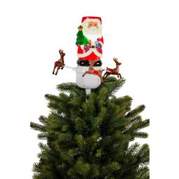 Christmas Tree Topper Santa with Movement Images Lights Snow & Music