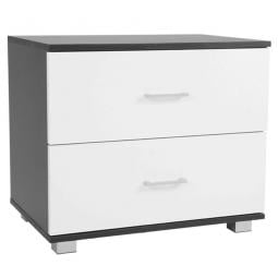 Bedside Table with Drawers MDF - Black White