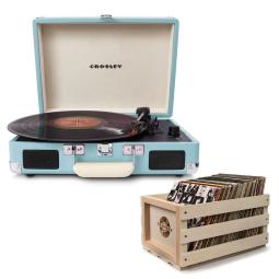 Crosley Cruiser Turquoise - Bluetooth Turntable & Record Storage Crate