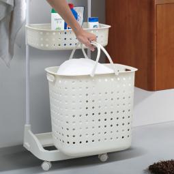 Bathroom Laundry Clothes Baskets Bin Removable Shelf White