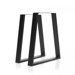 2 X Table Legs Bench Trapezium Metal 45 x 65 x 71cm - BLACK