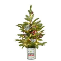 Christmas Tree with Lights in Tin Pot - 65cm
