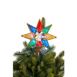 Christmas Tree Topper with Lights - Rich Multicolour Star
