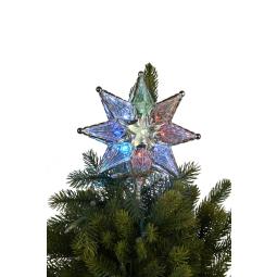 Christmas Tree Topper with Colour Lights - Clear Star