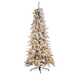 7.5ft Christmas Tree with Lights- Snowy Norwegian Slimline
