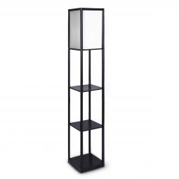 Sarantino Etagere Floor Lamp Shelves in Black Frame with Fabric Shade