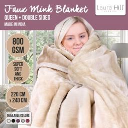 800GSM Heavy Double-Sided Faux Mink Blanket - Beige