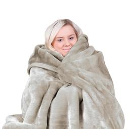 800GSM Heavy Double-Sided Faux Mink Blanket - Beige