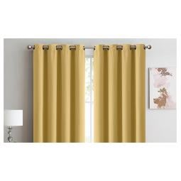 2x 100% Blockout Curtains Panels 3 Layers Eyelet Mustard 180x230cm