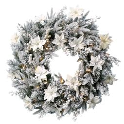 61cm Frosted Colonial Christmas Wreath with Lights
