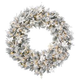 122cmD Frosted Colonial Wreath with Lights