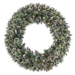 Christmas Display Wreath with Lights- 122cm Glittery Bristle