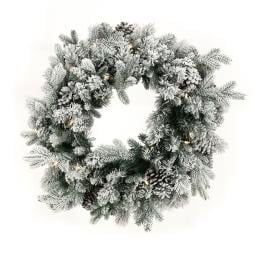 Christmas Wreath with Lights- 61cm Snowy Dorchester