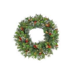 Christmas Wreath with Lights- 76cm Wintry Pine